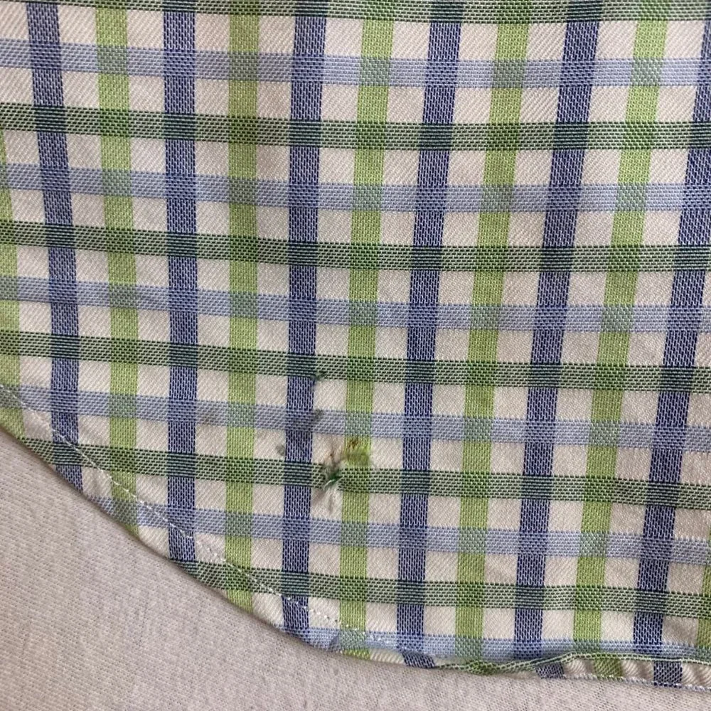 Banana Republic Plaid Blue Green Dress Shirt Button Up Men's Large 16-16.5‎